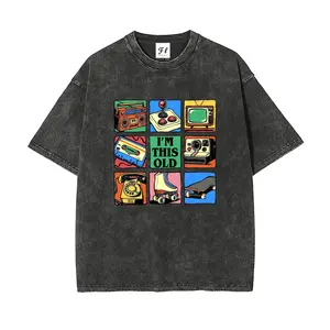 "I'm This Old" Retro 80s 90s T-Shirt – Vintage Tech Grid Throwback, Oversize Unisex Washed Tee, Fun Profession “Nostalgia Curator” Graphic, Super Soft Batik Cotton Pre-Shrunk S~5XL