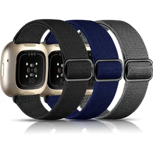 Bands Compatible with  Versa 3/4 and Sense/Sense 2 Watch Bands, Adjustable Stretchy Fabric  Wristbands for Men and Women
