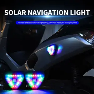 Solar Power Strobe Warning Light Motorcycle Car Motorbike Colorful Waterproof LED Night Rear Collision Flashing Siganl Lamp For Led Tail Light
