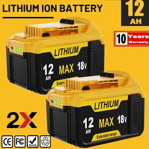 2 Packs Batteries 20V 12.0Ah Max Battery Compatible with Dewalt DCB200 DCB205 DCB206 Series Cordless Tools and Chargers