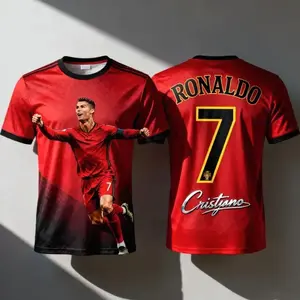 Cristiano Ronaldo #7 Soccer Jersey, 3D Print Football Shirt, Men Women Kids Fan Tee
