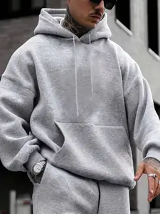 Men's Casual Long-Sleeve Plain Drawstring Pullover Hoodie Sweatshirt - Regular Fit, Machine Washable, Autumn & Winter Menswear Top, Ideal Halloween Gift for Husband