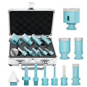10pcs Dry Diamond Hole Saw Drill Bit, Durable & Higher Quality,  Drill Bits & 10mm Diamond Milling Bit & 35mm Beveling Chamfer Bit & 2pcs Adapter For Ceramic Tile Marble Porcelain, Core Drill Bit, Diamond Tile Drill, Tile Bit Hardware Heavy Duty