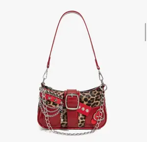 Red Y2K leopard shoulder bag