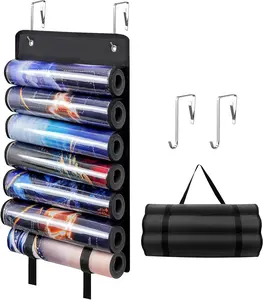 Playmat Holder with 2 Hooks & 6+1 Transparent Case for MTG TCG RPG Game Mats Portable Storage Bag for Home Game Room Organization