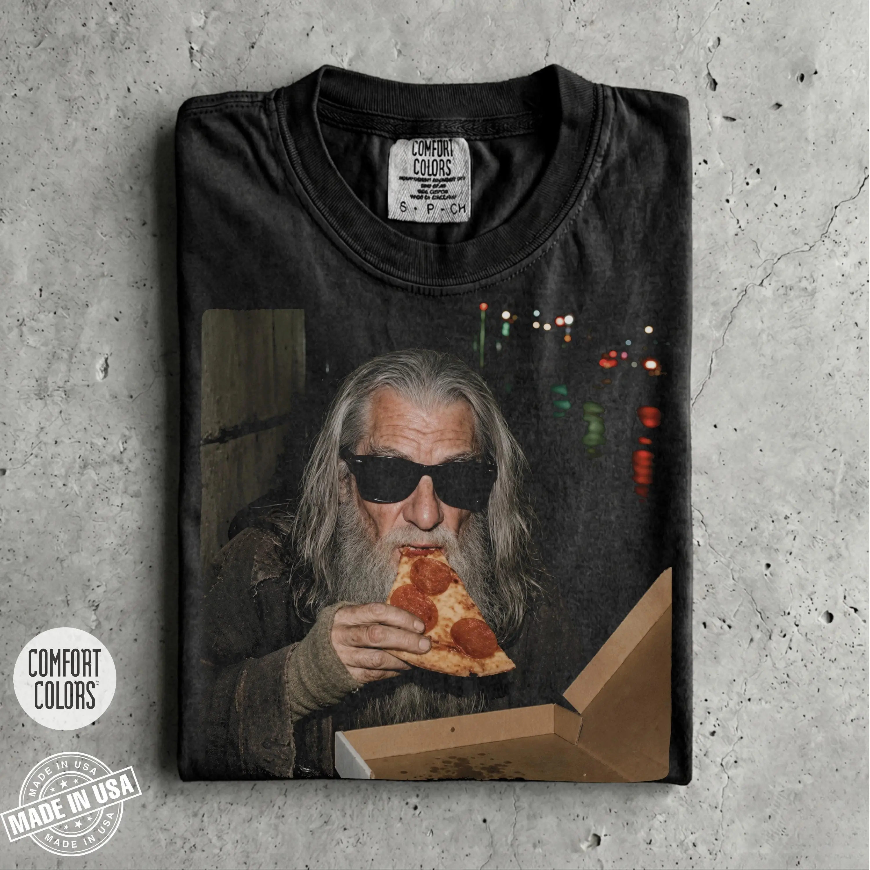 Comfort Colors Gandalf Wizard Pizza Shirt, Retro 90s Lotr Wizard Tee Shirt, Comfort Colors Funny meme Graphic Tee, Pizza Lover Gift