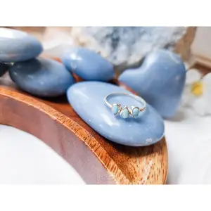 Dew Drop Dainty Sterling Ring || Larimar