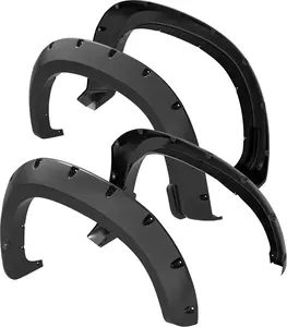 OEDRO Fender Flares Kit Compatible with 2019-2021 Chevy Silverado 1500 Paintable Smooth Matte Black Pocket Bolt-Riveted Fender Flare Set, Pocket Bolt-Riveted, Paintable Wheel Flares, 4 Pcs Chrome Eyebrow Headlight Trim Cover