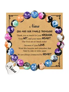 1PC Christmas Gift for Nana - "To My Dear Nana" Thank You Card Included, Exquisite Sweet Heart Bracelet Gift, Perfect Birthday/Christmas/Thank You Gift for Nana Mom Grandmother, Heart Shaped Bracelet