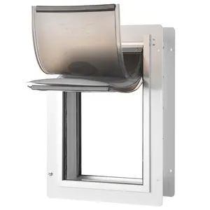 VEVOR Pet Door,  12.28" x 17.13" Metal Frame with Lock and 3-Flap System Weatherproof Doggy Door, Easy to Install in Interior or Exterior Walls, Pet Door Suitable for Cat Doggie Kitties (White-Medium)