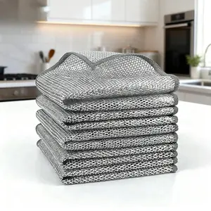 10-Count Double-Sided Wire Dishcloths, Non-Scratch Cleaning Rags for Wet and Dry Use, Reusable Kitchen Cleaning Cloths for Sinks and Cookware Protective