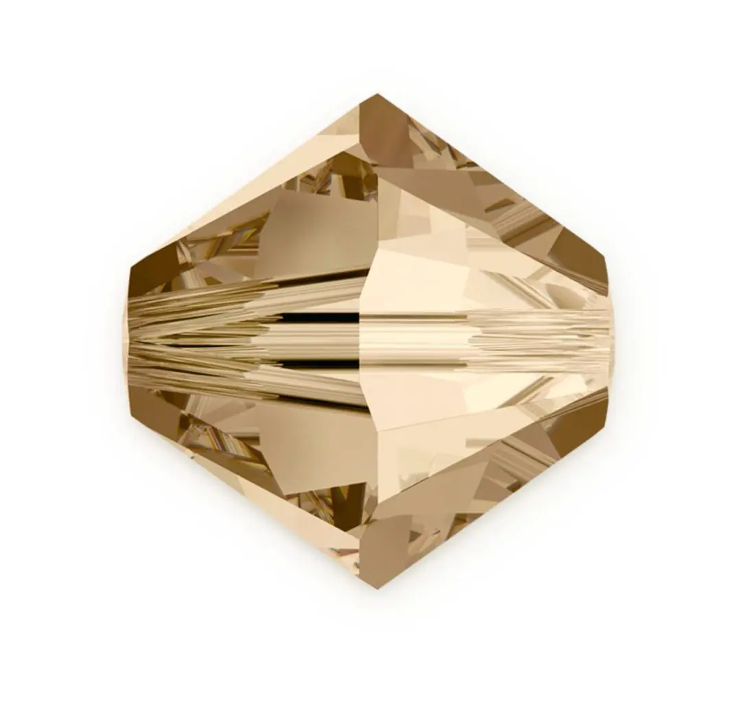 50pcs Preciosa Faceted Bicone Crystal Beads, Crystal Honey (Golden Shadow), 6mm, Hole ID 1mm, Pre-B628