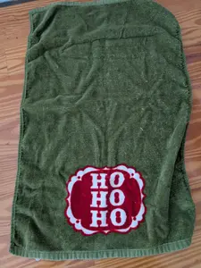 "HO HO HO" Guest Towel from Unknown -  Linens (Cotton Kitchen Linens, Traditional, Vintage, Green, Red, White)