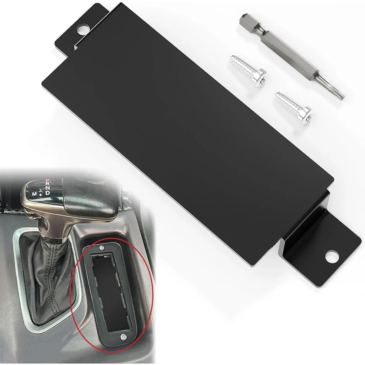 Anti-Theft Steel Neutral Cover Plate Car Accessory - Tamper-Proof Screws, T-20 Tool Included - Automotive Accessories for 2015-2023 Dodge Challenger Vehicle Interior (SRT Hellcat Redeye, SRT Hellcat, Scatpack 392, Daytona, Hemi)