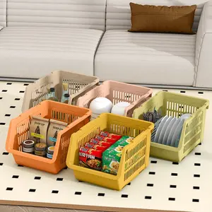 Multi-Layer Stackable Kitchen Storage Rack, Vegetable Fruit Basket, Snack Toy Organizer, Home Use, Portable and Adjustable