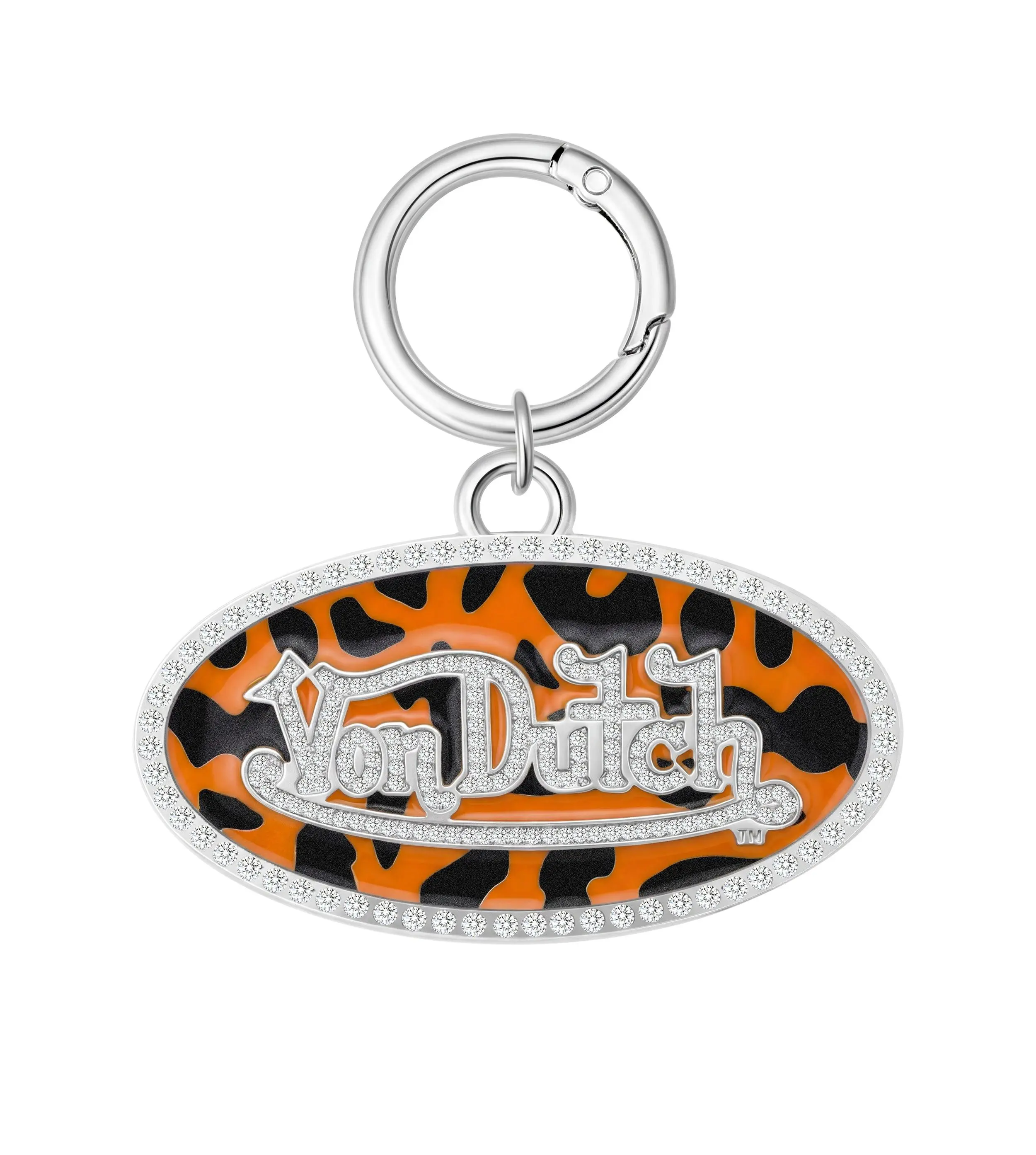 OVAL CHARM KEYCHAIN - ORANGE CAMO