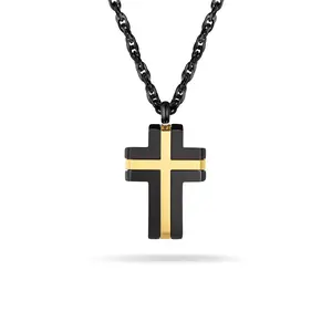 PROSTEEL Two-Tone Cross Pendant Necklace Stainless Steel Necklaces Jewelry Unisex For Men Women with Gift Box
