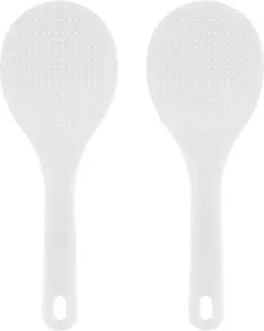 2 Pcs Plastic Kitchen Utensil Set, Non-Stick Serving Scoop and Heat-Resistant Cooker Spatula for Grains, 7.87 Inch (White) Cionyce