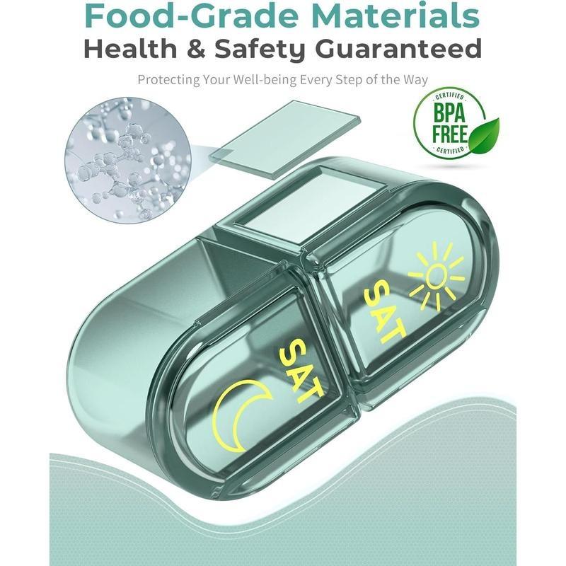 Pill Organizer 7 Day, Weekly Pill Box for Travel, Portable Medicine Organizer for Vitamins, Fish Oils & Supplements