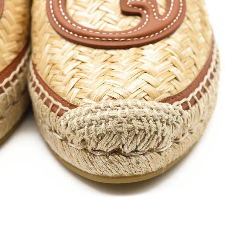 Pre-owned GUCCI Adela GG Raffia Espadrilles US 7.5
