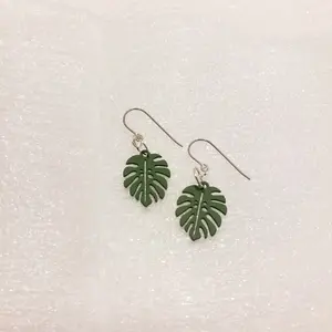 Monstera Leaf Dangle Earrings, Nickel Free, Hypoallergenic, Titanium Post, Green Leaf, Plant Jewelry, Plant Lovers, Rare Plant