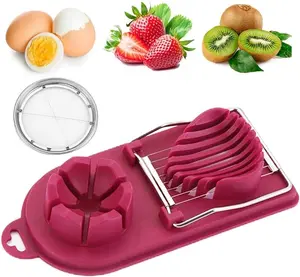 2 In 1 Multipurpose Egg Slicer, 2024 New Multi-purpose Kitchentool Cutter Egg Boiled Egg Slicer, Can Be Used to Cut Hard-boiled Eggs Strawberries and Soft Fruits (1, Dual functions Red)