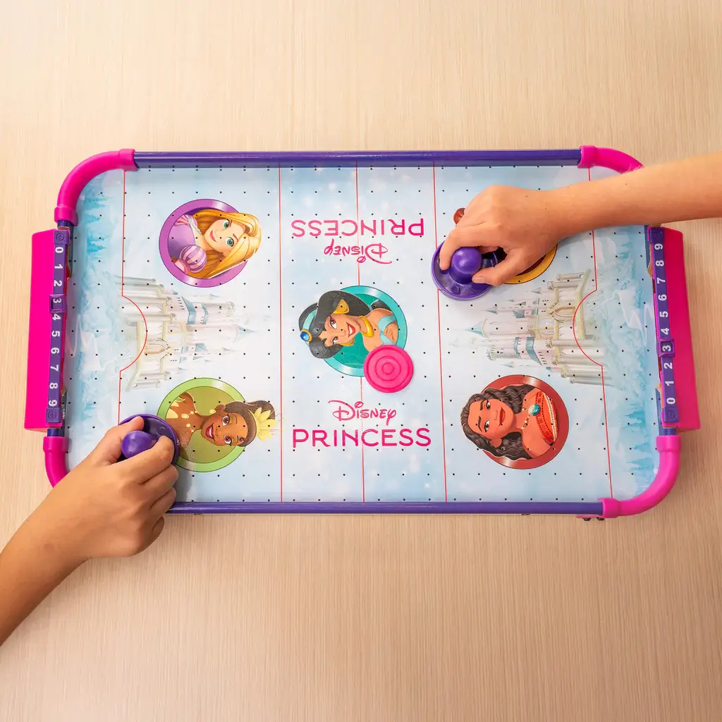 Wooden Electronic Air Hockey Table - Disney Princess Mickey Stitch Avengers Transformers Edition with Smooth Wood Surface & Full Color Hero Graphics f