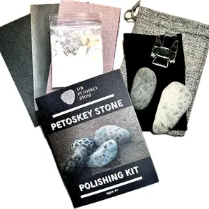 The Petoskey Stone Rock Polish Kit - Includes 2 Petoskey Stones to sand and polish yourself!