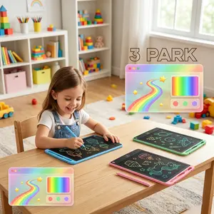 3 Pack LCD Writing Tablet for Kids, 8.5 Inch Color Doodle Board, Mess Free Reusable Electronic Drawing Pad with Erase & Lock Button, Portable Travel Sensory Toy for Toddlers Boys Girls Ages 3-8, Birthday Christmas Holiday Gift