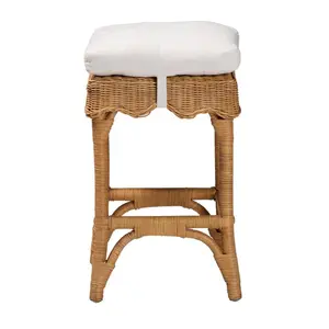 bali & pari Muy Scallop Rattan Counter Stool Honey/White