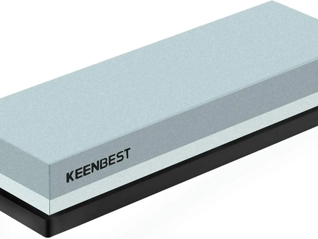 KEENBEST Premium Grit Material 2-Side 400/1000 Whetstone Set, Kitchen Knife Sharpener Wet Stone Kit with Non-Slip Rubber Base