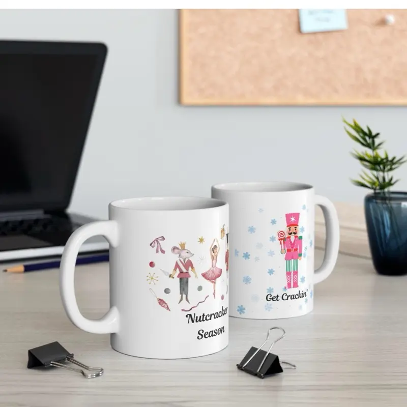Nutcracker Ballet Ceramic Coffee Mug, Festive Holiday Decor