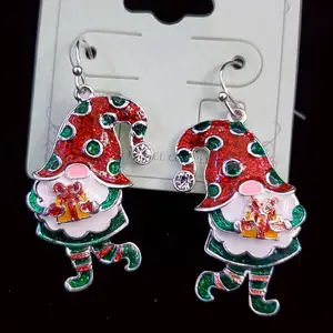Gnome Earrings - Red and Green Design with Gift and Present Details