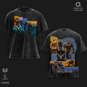 Halo Reach Noble Team T-Shirt, Spartans Never Die Gaming Merch, Acid Wash Vintage Style Tee, Inspired by the Fall of Reach, fall outfits, Streetwear Top For Men, Gamer Gift