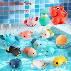 5 pcs Baby Bath Toys Set, Cute Lion, Dolphin, Duck, Turtle, Pirate Duck, Wind-Up Water Play Toys, Perfect Gift for Birthday, Christmas, New Year