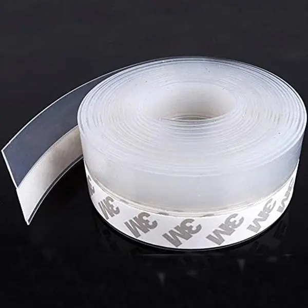 TAROSE Weather Stripping, Silicone Door Seal Strip Door, Window, Transparent 16 Feet Long (Width 25mm) | Shower Door Seal Strip, Adhesive Silicone Tape, Door Draft Stopper, Blocks Drafts and Noise, for Doors & Windows