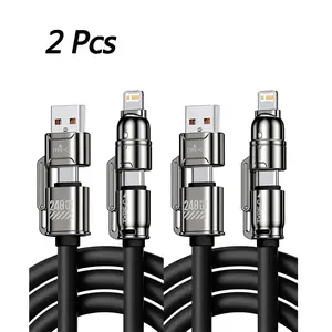 1/2pcs 240w Super Fast Charging Data Line Cable, USB C Cables, Multifunctional Charging Cable, Glossy Zinc Alloy, Multi-Function Charger for Type-C and iOS Devices, High-Quality Phone Accessories