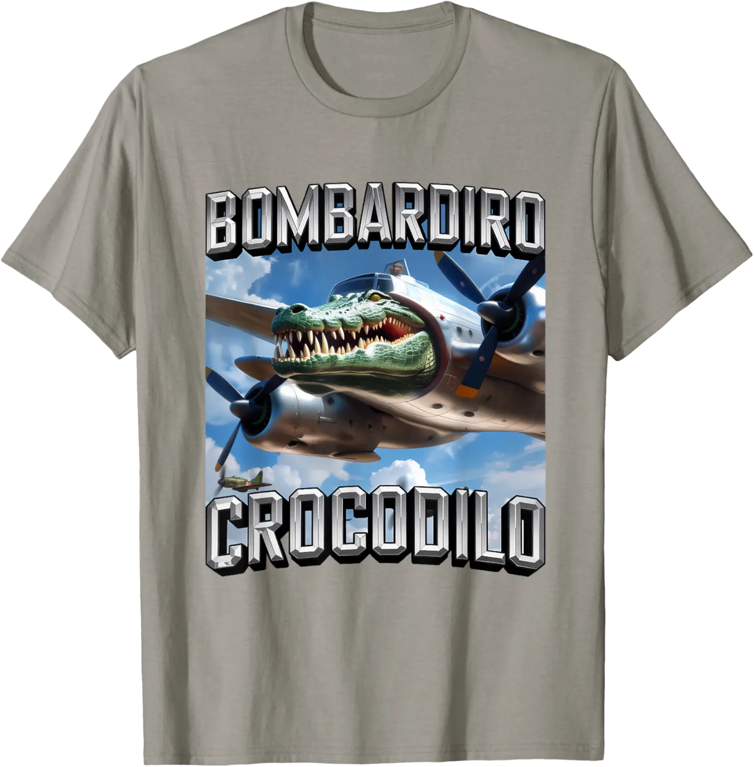 Bombardiro Crocodilo Meme Plane Crocodile Brainrot T-Shirt - Viqarfaroo Shop 95B0F4DSGFV2