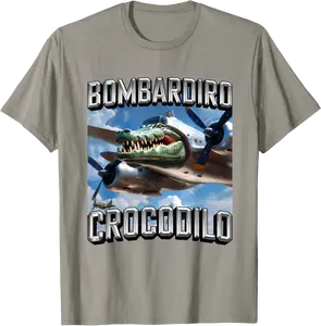 Bombardiro Crocodilo Meme Plane Crocodile Brainrot T-Shirt - Clydebell Shop 23B0F4DSGFV2