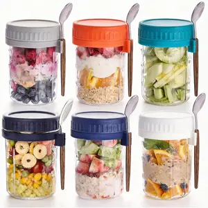 6 Pack Overnight Oats Containers with Lids and, 16 OZ Oatmeal Container With Measurement Marks for Chia Pudding, Yogurt, Breakfast, Airtight Leak, Clear
