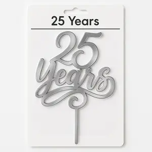 Silver Mirrored "25 Years" Anniversary Cake Topper