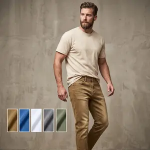 Men's Stretch Straight Fit Jeans in Khaki White Gray Blue Green Casual Comfort Denim Pants for Daily Work Streetwear Slim Straight Leg Non-Ripped Trousers for Men Menswear Beige