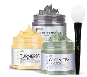 ANAI RUI Turmeric Clay Mask - Green Tea Clay Mask - Dead Sea Minerals Mud Mask, Spa Facial Mask Set, Face Mask Gift Set 2.5 oz each