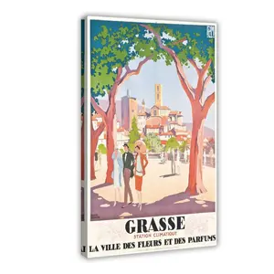 Grasse City of Flowers And Perfumes France Vintage Travel Canvas Poster Wall Art Decoration For Home Bedroom Office Living Dorm Room Decor Boys Girls Gift