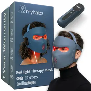 MyHalos Red Light Therapy Face Mask - LED Light Therapy Device with Nir-Infrared (1072 nm), Red (633 nm) & Blue (460 nm) Light - Anti-Aging Skin Treatment for Wrinkles & Fine Lines