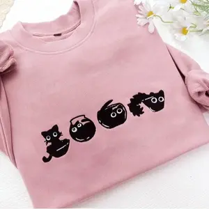 Cute Black Cat Embroidered Sweatshirt,Embroidered Black Cat Sweatshirt,Funny Embroidered Sweatshirt,Unisex sweatshirt,Gifts for Cat Lover