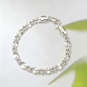 925 Sterling Silver Cuban Link Bracelet for Women Men, Classic Polished Chunky Curb Chain Bracelet with Lobster Clasp, Minimalist Daily Wear Fashion Jewelry Gift