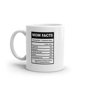 Mom Nutrition Facts Mug Funny Sarcastic Mother's Day Family Humor Novelty Coffee Cup - 11oz Funny Coffee Mugs Ceramic Printed Drinkware Cup