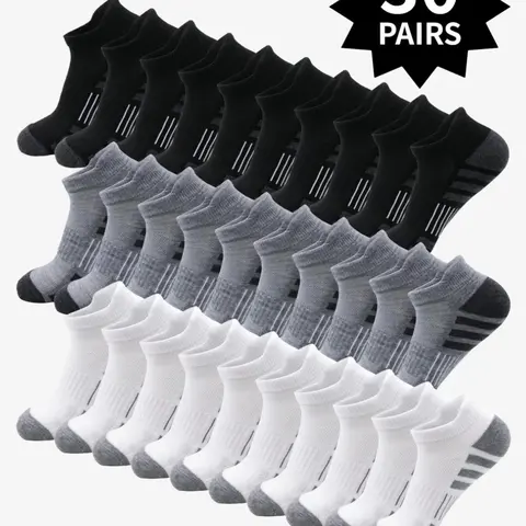 30-Pair Set of Solid-Color Striped Men's Socks, Breathable Sports Socks: Sporty, Comfortable, and Breathable Striped Socks for Everyday Wear, All-Season Style