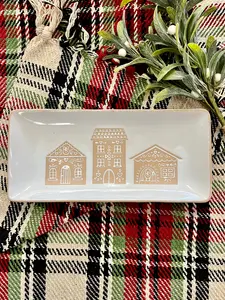 Debossed Gingerbread Houses Stoneware Platter